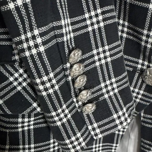 Veronica Beard Lyda Dickey Blazer Plaid Black White Designer Jacket Size 8 - Picture 12 of 16